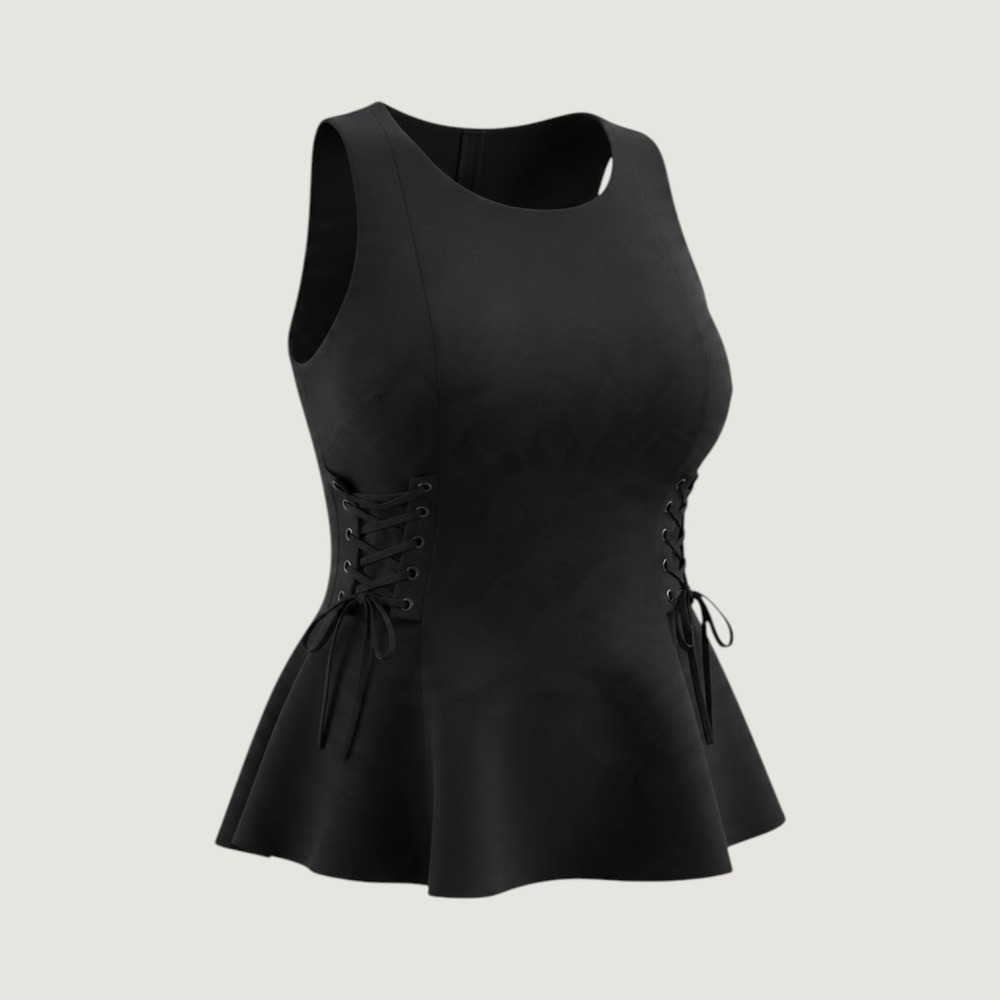 NWT Torrid Black Corset Waist Peplum Tank Top Size 2 18/20 Goth Lace Up